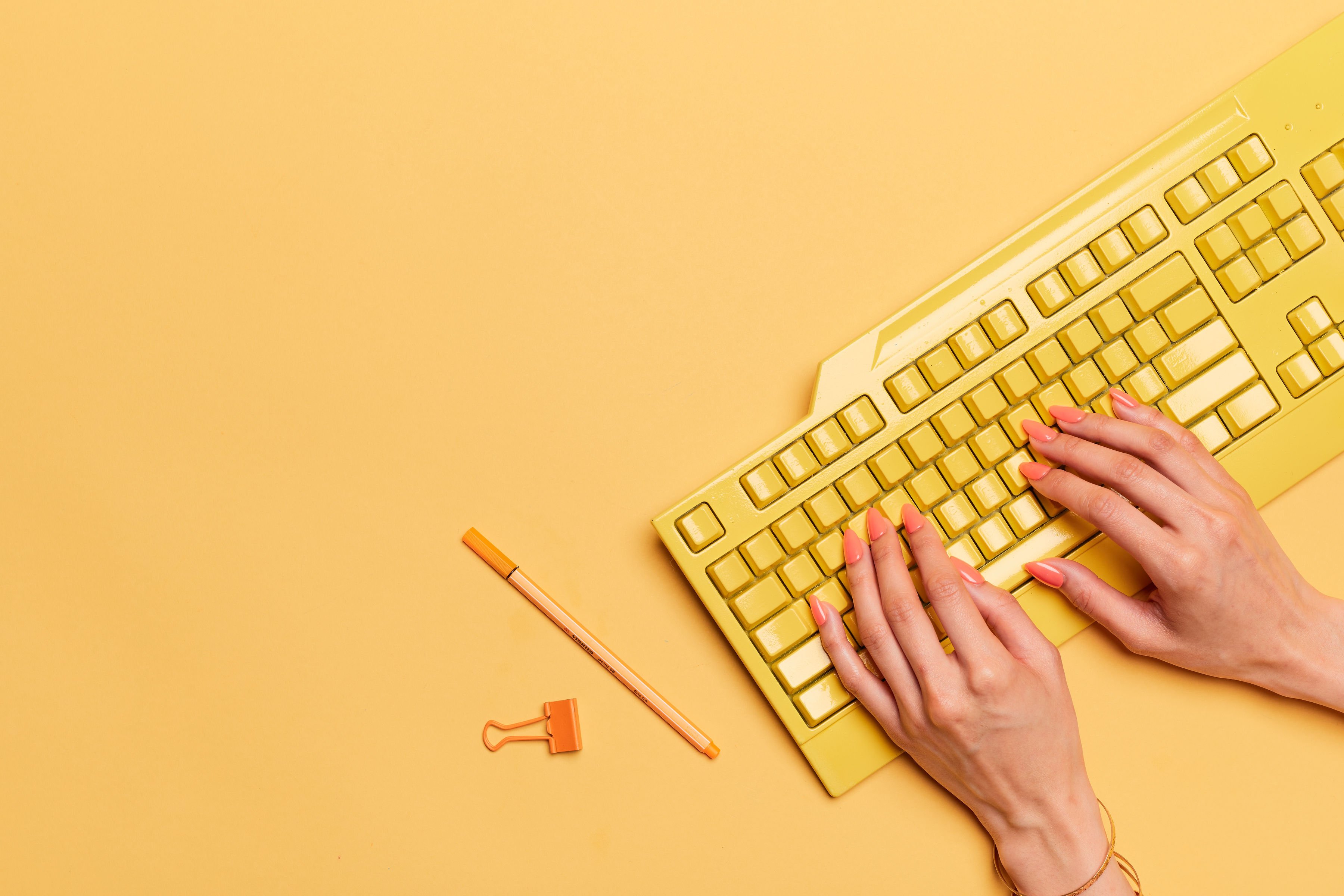 colorful still life with people and technology