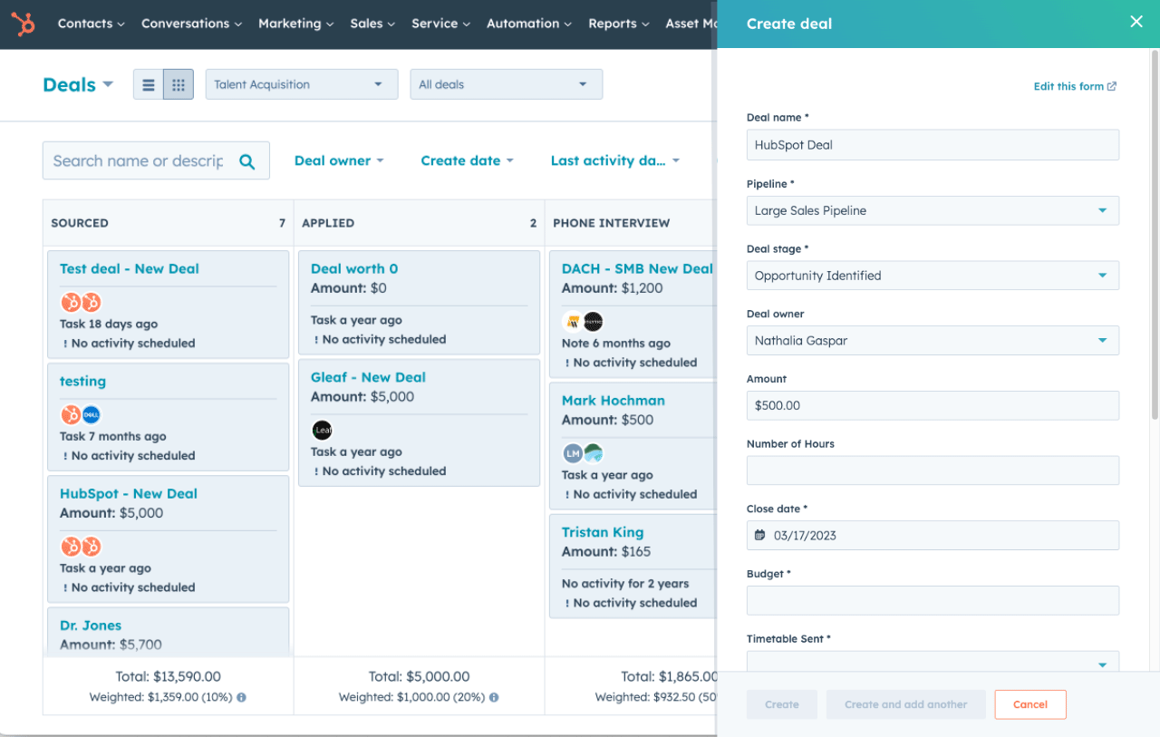 Create deals form on dashboard